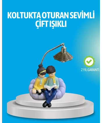 Romantik Çift Figürlü Okuyan Çift Masa Lambası Dekoratif LED Aydınlatma