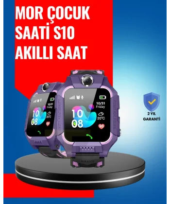 S10 Mor Akıllı Çocuk Saati Geçmiş Konum ve Acil Durum Uyarılı