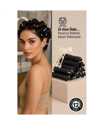 Saç Bigudisi - 12 li Saç Bukle Şekillendirme Seti - Lastikli - Ömürlük Şekillendirme