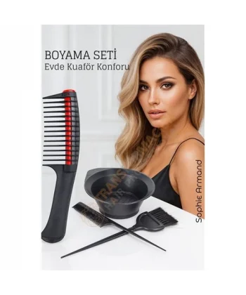 Saç Boyama Seti 3’lü ve Saç Boya Sıyırıcı Tarak Seti Fırça Boya Kabı ile Profesyonel Uygulama Kolaylığı