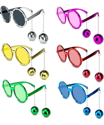 Sallanan Disko Top Küpeli Gözlük Retro Hawaii 5 Renk 6 Adet