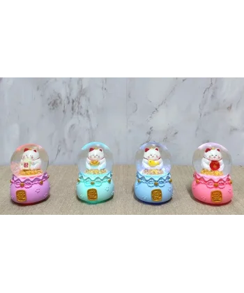 Şans Kedisi Işıklı Kar Küresi Alk4914