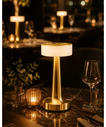 Şarjlı Gold Mantar Masa Lambası Dimmer Ayarlı Kablosuz LED Lamba
