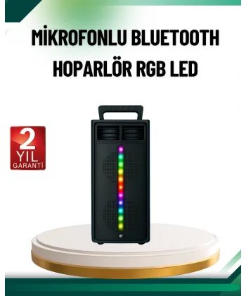Şarjlı Işıklı Bluetooth Hoparlör | USB AUX TF Kart ve Radyo Destekli