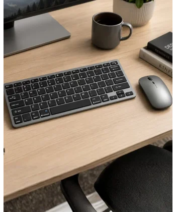 Şarjlı Kablosuz Klavye ve Mouse Seti Kompakt Taşınabilir Tasarım