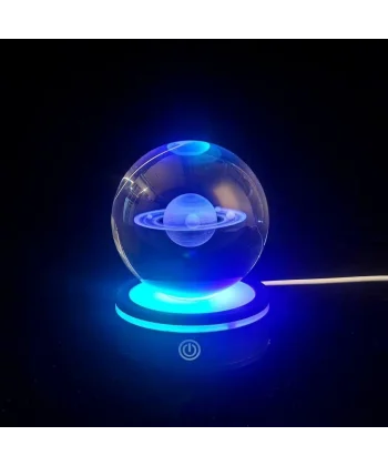 Satürn Gezegen Tasarım Dönen Usb&039li Cam Küre