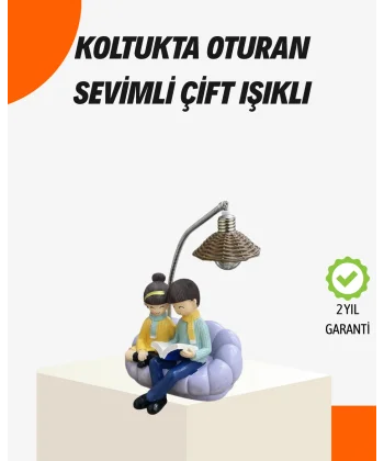 Sevgiliye Özel Çift Figürlü LED Masa Lambası Okuyan Çift Tasarım