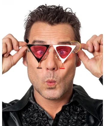 Siyah Beyaz Renk Martini Parti Gözlüğü