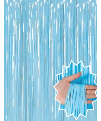 Soft Mavi Püsküllü Kapı Perdesi - Parti, Baby Shower, Sünnet Süsü, Cinsiyet Partisi 1x2 M