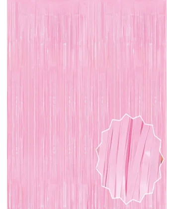 Soft Pembe Püsküllü Kapı Perdesi - Parti, Baby Shower, Cinsiyet Partisi 1x2 M