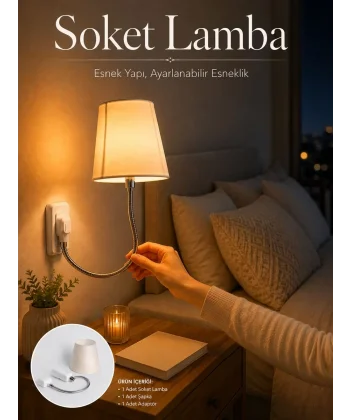 Soket Lamba Yatak Başı Işığı Ayarlanabilir Boyunlu