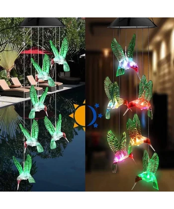 Solar Led Işıklı Kuşlu Bahçe Dekoru 6 Ledli,renkli Işık