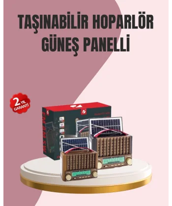 Solar Panel Şarjlı Taşınabilir Radyo Bluetooth Hoparlör Müzik Kutusu