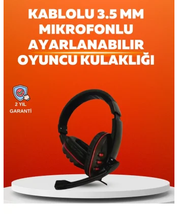 Stereo KırmızıKulaklığı Yumuşak Pedli Mikrofonlu