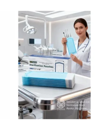 Sterilizasyon Poşeti 200 Adet - Otoklav Kendinden Yapışkanlı Medikal Poşet 9x26 cm