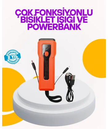 Su Geçirmez Bisiklet Işığı 5000 mAh Powerbankli Ön Far