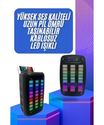 Taşınabilir 6.5 inç LED Bluetooth Kareoke Hoparlör RGB Işıklı Radyolu
