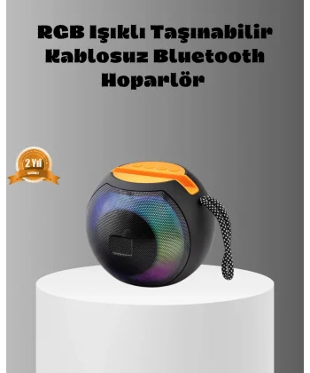 Taşınabilir Bluetooth Hoparlör – RGB Işıklı Güçlü Bas ve 8 Saat Pil Ömrü