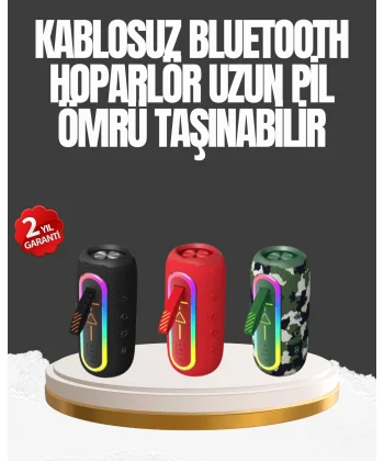 Taşınabilir Şarjlı Bluetooth Hoparlör Güçlü Bas