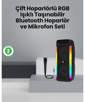 Taşınabilir Şarjlı Hoparlör USB SD Kart AUX Girişli
