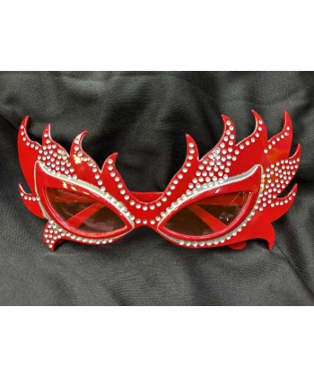 Taşlı Göz Kamaştıran Gecenin Yıldızı Kırmızı Parti Alev Gözlük