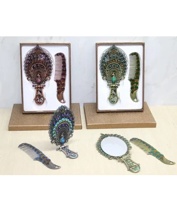 Tavuskuşu Katlanabilir Ayna Ve Tarak Seti Büyük Boy Alk4982