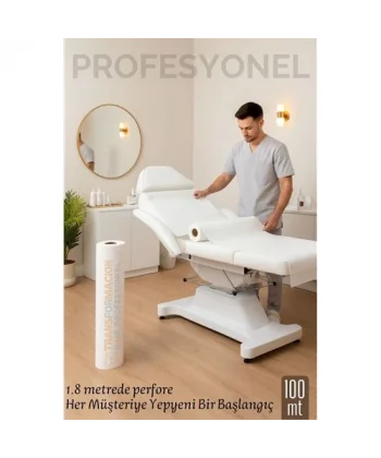 Tek Kullanımlık 60 cm x 100 m 1.80 mt Perforeli Sedye Örtüsü – Muayene ve Güzellik Salonları İçin