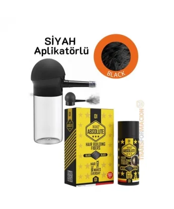 Turk Aplikatörlü Saç Dolgunlaştırıcı Fiber Topik Toz SİYAH 50 Gram