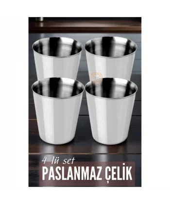 Turk Çelik Bardak Seti 4 Adet Fazio Giacinto Design