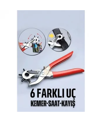 Turk Kemer Delici Pense 6 Uçlu Saat Kayış Kemer Delme Pensesi