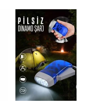 Turk Kendinden Dinamo Şarjlı Pilsiz Acil Durum El Feneri Manuel Şarjlı El Feneri