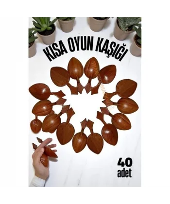 Turk Kısa Oyun Kaşığı Halk Oyunu Kaşığı - Kına Kaşığı Kısa Saplı Zeybek Oyun Kaşığı 40 ADET