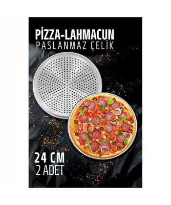Turk Lahmacun Pizza Pide Pişirme Tepsisi 24 CM 2 li SET