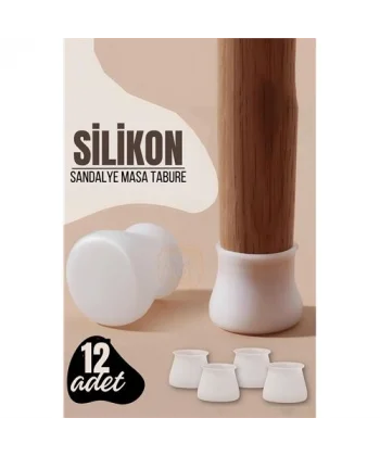 Turk Masa ve Sandalye Ayak Koruyucu Silikon Zemin Koruyucu BEYAZ 12 ADET