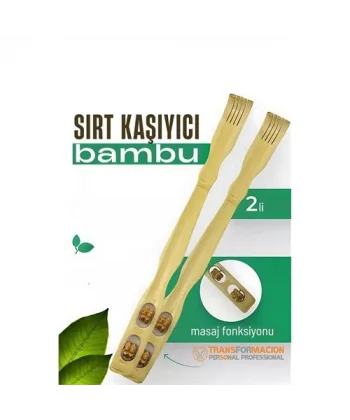 Turk Masajlı Sırt Kaşıma Aparatı - Bambu Sırt Kaşıyıcı 2 li set