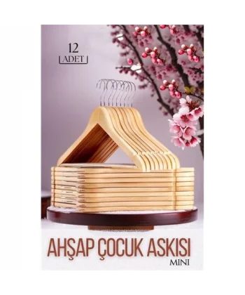 Turk Mini Ahşap Çocuk Elbise Askısı 12 ADET