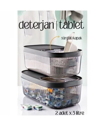 Turk MultiBox Deterjan Tablet Kutusu Sürgülü Kapak 5 Litre 2 ADET