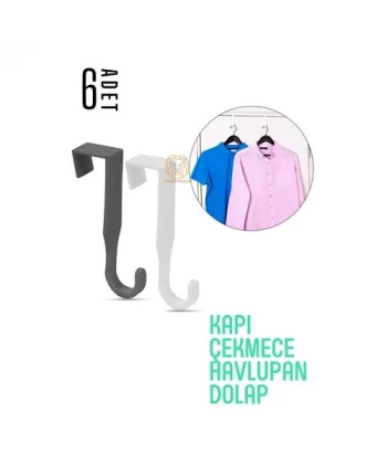 Turk Pratik Askı Dolap Çekmece Havlupan Kapı Askısı 6 ADET