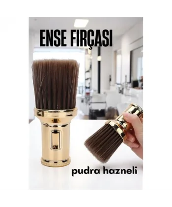 Turk Pudra Hazneli Ense Fırçası Saç Temizleme Fırçası - Berber Temizlik Fırçası- Kuaför Berber Malzemesi
