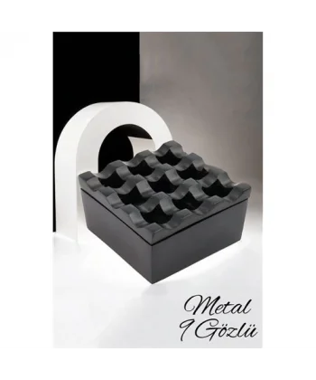 Turk Rexite Siyah Metal 9 Gözlü Kül Tablası