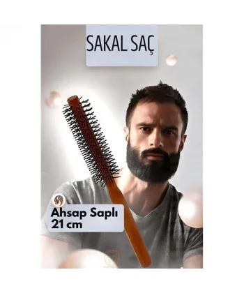 Turk Sakal Fırçası Saç Fırçası ve Fön Fırçası Ahşap Saplı