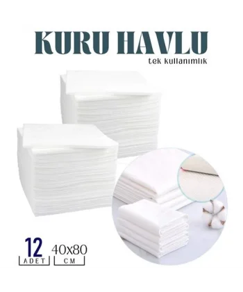 Turk Tek Kullanımlık Kuru Havlu Çok Amaçlı 40X80 CM 12 Adet