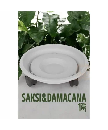 Turk Tekerlekli Saksı Altığı 37 CM BEYAZ
