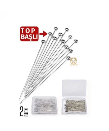Turk Top Başlı İğne 2 Kutu 100 Adet Başörtü İğnesi Toplu İğne