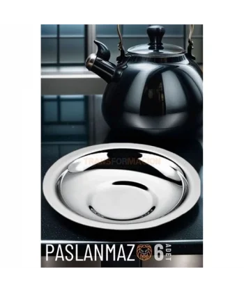 Turk Veneta 6 Adet Metal Çay Tabağı Seti