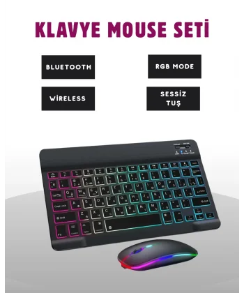 Türkçe Q Klavye Düzenli RGB Kablosuz Klavye Mouse Set