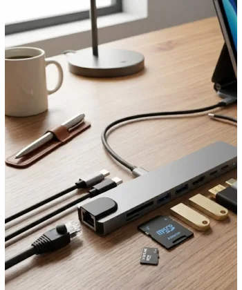 Type C Çoklu Port Hub 8 Port USB HDMI SD Kart Ethernet Adaptör