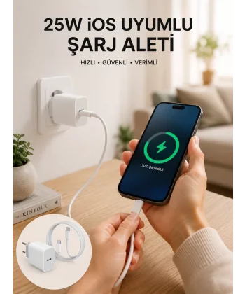 Type-C Hızlı Şarj Özellikli Cihazı USB-C Kablo Dahil