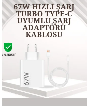 Type-C Uyumlu 67W Turbo Hızlı Şarj Aleti Akıllı Koruma Sistemli