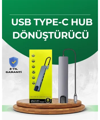 Type‑C Dönüştürücü – 2×USB3.0 SD/MS 4K HDMI & RJ45 ile Profesyonel Kullanım